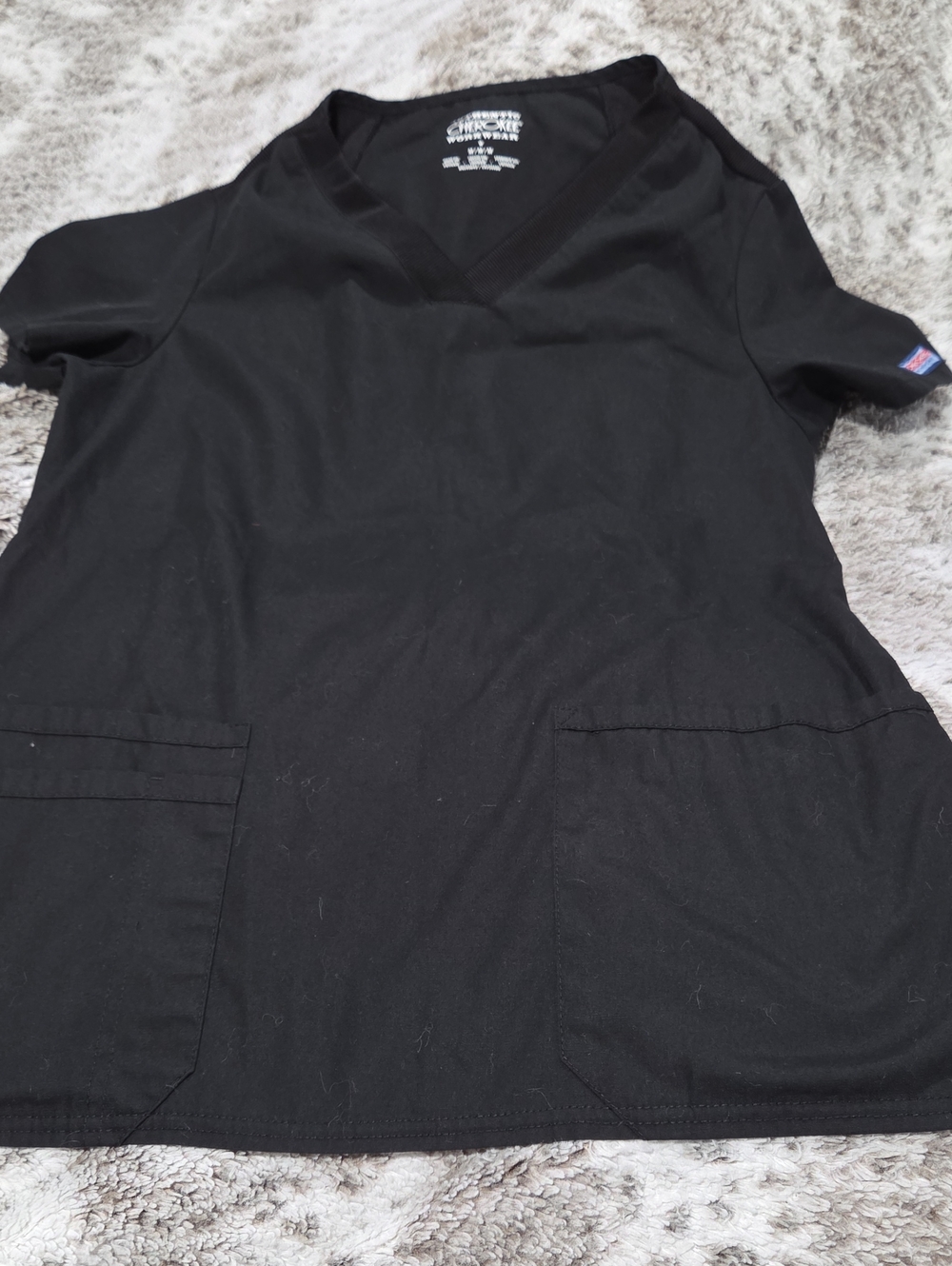 Cherokee Black V-Neck Scrub Top